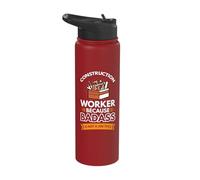 Construction Worker Because Badass is not a Job Title Stainless Steel Insulated Water Bottle