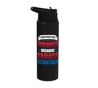 Construction Worker Because Badass is not a Job Title Stainless Steel Insulated Water Bottle
