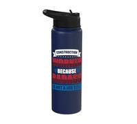 Construction Worker Because Badass is not a Job Title Stainless Steel Insulated Water Bottle