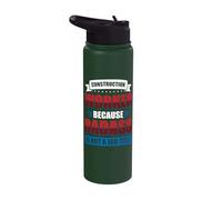 Construction Worker Because Badass is not a Job Title Stainless Steel Insulated Water Bottle