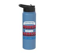 Construction Worker Because Badass is not a Job Title Stainless Steel Insulated Water Bottle
