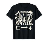 Construction Worker Evolution Funny Building Trades Graphic T-Shirt