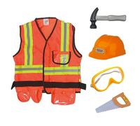 Construction Wоŕķēr Costume - Polyester, Builder Dress Up, Occupational Role Play Uniform | Children Professional Dress Up Outfit, Engineer Costume Set For Career Play Learning Activities