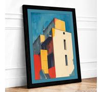 Constructivist Architecture Geometric Framed Wall Art Print A2 (59.4×42cm) Black, Wall Decor for Living Room, Bedroom, Office & Home, Ready to Hang, Art Gift