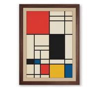 Constructivist Blocks Geometric Framed Wall Art Print A4 (29.7×21cm) Walnut, Wall Decor for Living Room, Bedroom, Office & Home, Ready to Hang, Art Gift