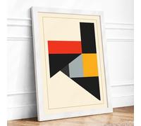Constructivist Composition Geometric Framed Wall Art Print A1 (84.1×59.4cm) White, Wall Decor for Living Room, Bedroom, Office & Home, Ready to Hang, Art Gift