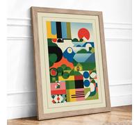 Constructivist Forms Geometric Framed Wall Art Print A1 (84.1×59.4cm) Oak, Wall Decor for Living Room, Bedroom, Office & Home, Ready to Hang, Art Gift
