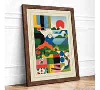 Constructivist Forms Geometric Framed Wall Art Print A4 (29.7×21cm) Walnut, Wall Decor for Living Room, Bedroom, Office & Home, Ready to Hang, Art Gift