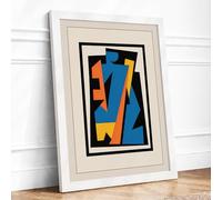 Constructivist Fragments Geometric Framed Wall Art Print A4 (29.7×21cm) White, Wall Decor for Living Room, Bedroom, Office & Home, Ready to Hang, Art Gift