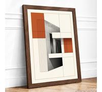 Constructivist Geometry Geometric Framed Wall Art Print A3 (42×29.7cm) Walnut, Wall Decor for Living Room, Bedroom, Office & Home, Ready to Hang, Art Gift