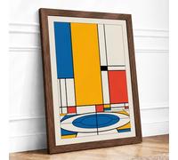 Constructivist Geometry Geometric Framed Wall Art Print A4 (29.7×21cm) Walnut, Wall Decor for Living Room, Bedroom, Office & Home, Ready to Hang, Art Gift