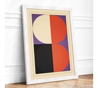 Constructivist Grid Geometric Framed Wall Art Print A1 (84.1×59.4cm) White, Wall Decor for Living Room, Bedroom, Office & Home, Ready to Hang, Art Gift