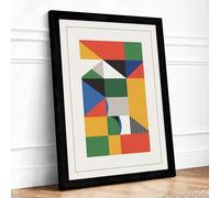 Constructivist Grid Geometric Framed Wall Art Print A3 (42×29.7cm) Black, Wall Decor for Living Room, Bedroom, Office & Home, Ready to Hang, Art Gift