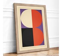 Constructivist Grid Geometric Framed Wall Art Print A4 (29.7×21cm) Oak, Wall Decor for Living Room, Bedroom, Office & Home, Ready to Hang, Art Gift
