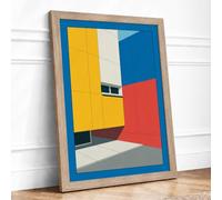 Constructivist Planes Geometric Framed Wall Art Print A2 (59.4×42cm) Oak, Wall Decor for Living Room, Bedroom, Office & Home, Ready to Hang, Art Gift
