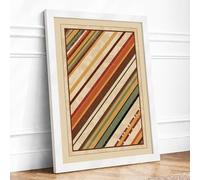Constructivist Stripes Geometric Framed Wall Art Print A1 (84.1×59.4cm) White, Wall Decor for Living Room, Bedroom, Office & Home, Ready to Hang, Art Gift