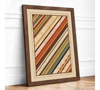 Constructivist Stripes Geometric Framed Wall Art Print A4 (29.7×21cm) Walnut, Wall Decor for Living Room, Bedroom, Office & Home, Ready to Hang, Art Gift
