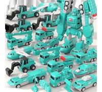 Constructo Modular Transforming Toy Set, Magnetic Building Blocks Tiles, Engineering Car Toy, Construction Vehicles, Transformer Robot Car Gifts for Boys Kids (B-35PCS)