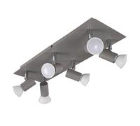 Consul 6 Way Cement Ceiling Bar Spotlight ValueLights Mid Grey One Size