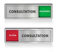 Consultation Room Door Sign with Slider, Do Not Disturb Privacy Office Sign, In Use/Available Acrylic Sliding Indicator for Business Hospital Home, Brushed Silver 8" x 2.6"