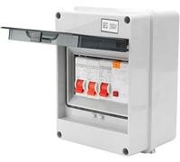 Consumer Unit 2 Way, Garage IP65 Rated Plastic Leakage Circuit Breaker, Fuse Box Consumer Unit for Garages, Caravans, Workshops, 40A 30mA RCD 2MCB 6 16A
