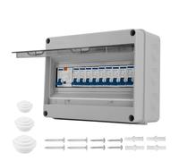 Consumer Unit,9-Way Consumer Unit Circuit Breaker, 63a Consumer Unit Circuit With Ip65 Protection,Anti-Leakage Fuse Box Cover(4x10a+3x16a+2x20a) Garage Consumer Unit For Outbuildings,Shed