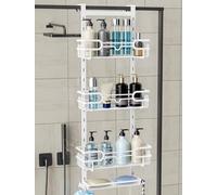 Consumest Over The Door Shower Caddy - 4 Tier Adjustable Hanging Shower Organizer Shelf with 2 Soap Holders & 22 Hooks, Rustproof Easy Installation Hanging Storage Rack for Bathroom, White