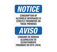 Consumption Of Alcoholic Beverages Is Strictly Prohibited On These Bilingual Metal Warning Sign for Indoor Outdoor Security, Business Office Home Garden Street Decor 20 x 30 cm
