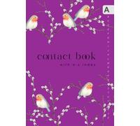 Contact Book with A-Z Index: A5 Medium Address & Telephone Notebook Organizer with Alphabet Sections | Robin Bird on Willow Branch Design Purple