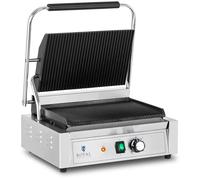 Contact Grill 2,200 W Ribbed - Contact Grills by Royal Catering Silver