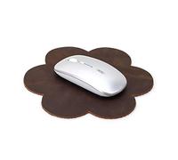 Contacts Crazy Horse Leather Mouse Pad Petal-shaped Handmade mouse Computer Desk Mat Coffee
