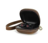 CONTACT'S FAMILY Protective Case for Beats Fit Pro, Portable Genuine Leather Headphone Case Compatible with Beats Fit Pro with Wrist StrapCoffee)