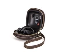 CONTACT'S FAMILY Protective Case for Beats Powerbeats Pro, Genuine Leather Portable Earphones Case Compatible with Beats Powerbeats Pro with Wrist Strap and Key Hook(Coffee)