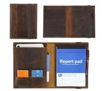 CONTACT'S FAMILY Top Grain Leather Padfolio, A5 Notebook Folio with Card Slots & Pen Holder, Compatible with iPad mini 7.9/8.3", Business Travel(Coffee)