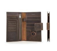 CONTACTS Full Grain Leather Family Passport Holder for 4 Womens Airtag Passport Wallet RFID Blocking Travel Passport Cover with 4 Passport Slot, 6 Card Slot (Dark Brown-L)