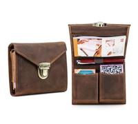 CONTACTS Full Grain Leather Playing Card Case for 2 Decks Outdoor Travel