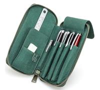 CONTACTS Genuine Leather Pencil Case Handmade Vintage Pen Holder Travel Elegant Desk Accessories Pencil Organizer Box, Green-4, 9,5 cm x 19 cm x 2,5 cm, Pencil case