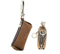 CONTACTS Key Pouch RFID Anti-Theft Keyring Keychain Case Car Key Holder Genuine Leather Mini Key Chain Wallet Purse Vintage