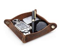 CONTACTS Leather Bedside Organizer Tray,Storage Box Jewelry Catchall for Key Phone Watches Candy Coin Trinket Tray for Home