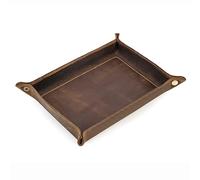 CONTACTS Leather Bedside Organizer Tray,Storage Box Jewelry Catchall for Key Phone Watches Candy Coin Trinket Tray for Home and Office (6.3X8.5X1.3 inch)