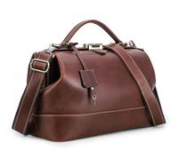 CONTACTS Luxury Leather Doctor Bag Lager Purse for Women Handbag with Lock Shoulder Bag Vintage Briefcase Top Handle Satchel with Metal Clasp Frame Opening