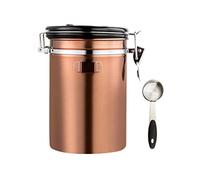 Container Airtight Coffee Storage, Stainless Steel Canister with Measuring Scoop for Beans or Ground Coffee, Valve Filters, Freshness Calendar, Large Espresso Holder 1800ML - Rose Gold