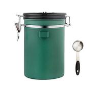 Container Airtight Coffee Storage, Stainless Steel Canister with Measuring Scoop for Beans or Ground Coffee, Valve Filters, Freshness Calendar, Large Espresso Holder 1800ML - Green