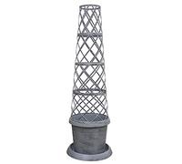 Container Flower Tower Pot Modern Grey Plant Pot Design with Flower Pot, Saucer and Frame Perfect for Climbing Plants, 5 x Tower Pot in Modern Grey