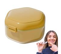 Container for artificial teeth, bath case for dentures, storage box for braces, mouth guard case, denture holder, three-layer travel holder, portable cleaning container for mouth guard, Pr