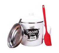 Container for Bacon Fat, Storage Container for 1200 ml Oil, Bacon Grease with Strainer and Spatula - for the Kitchen, for Cooking and Baking, for Holidays and Weekends, for Breakfast