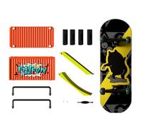 Container-Shaped Maple Finger Skate Rink - Complete Props Combination Set With Bearings, Ramps And Step | Creative Storage Model Toys For Finger Skateboard Tricks | Includes Curved & Straight Scrap