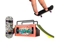 Container-Shaped Maple Finger Skate Rink - Complete Props Combination Set With Bearings, Ramps And Step | Creative Storage Model Toys For Finger Skateboard Tricks | Includes Curved & Straight Scrap