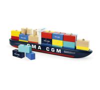 Vilac Wooden Jules Verne Container Ship, Traditional Stacking Container Ship, Imaginative Play, 40 x 10 x 6.5 cm, for 3 Years+