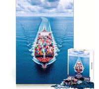 Container Ship on The Open Ocean 1000 Piece Jigsaw Puzzles for Adults Brain Think, Tight Edge, Real Challenge, Birthday Present (38x26cm)
